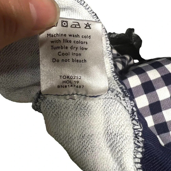 Draper James Natalie Sweatshirt in Navy Blue Gingham Size‎ Medium - Picture 8 of 9
